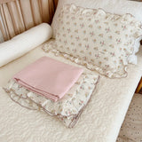 elvesmall Vintage Floral Muslin Cotton Baby Crib Bedding Set Children Bed Linen Duvet Cover Sheet Pillowcase Without Filler