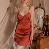 elvesmall  Sexy Women Sleepwear Sling Back Silk Sexy Pajamas For Sleeping Women Soft Nightgown Pajama Women's Party Dress Women's Lingerie