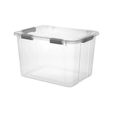 elvesmall Sterilite Storage Boxes & Bins 80 Qt. HingeLID Storage Box Plastic, Flat Gray, Set of 4 Storage Bin Storage Basket