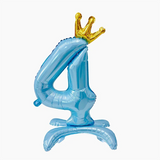 elvesmall  32 Inch Crystal Gradient Number Stand Foil Balloons with Crown Figures Globos 0-9 Birthday Party Decorations Wedding Baby Shower
