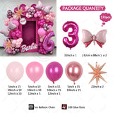 elvesmall 133Pcs Pink Bow Set Garland Arch Style 32 Inch 1-9 Foil Ball Latex Balloon Birthday Party Decoration for Children and Girls