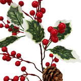 elvesmall  Christmas Garlands Pine Cone  Wreath With Red Berry Poinsettia Flowers Vine for Xmas New Year Home Fireplace Wall Decorations