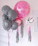 elvesmall 10pcs Black and White Striped Aluminum Film Balloons for Birthday Parties, Weddings, Singles Parties, Decorations