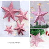 elvesmall 15cm Christmas Tree Top Sparkle Star Glittering Hanging Christmas Tree Topper Decoration Ornaments Home Decor (Pink)