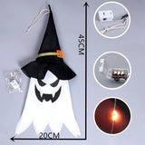 elvesmall LED Halloween Decoration Flashing Light Gypsophila Ghost Festival Dress Up Glowing Wizard Ghost Hat Lamp Decor Hanging Lantern