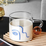 elvesmall  -   460ml Creative Scale Glass Mug Breakfast Mlik Coffe Cup Household Couple Water Cup Ball Handle Design Pattern Drinkware Cups