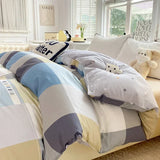 elvesmall Black Buffalo Plaid Cotton Duvet Cover Love Printed Reversible Comforter Covers Only, White Checkered Geometric Nordic Bedding