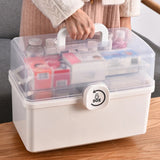 elvesmall 3 Layer Portable First Aid Kit Storage Box Plastic Multi-Functional Family Emergency Kit Box with Handle Medicine Chest