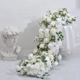 elvesmall Artificial Runner Flower Row Wedding Arrangement Decoration Floral Backdrop Props Table Flower Runner Event Party Floral Decor