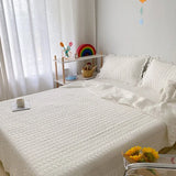 elvesmall  Korean Ruffles Quilted Summer Comforter Set or Single Quilt High Quality Princess Pleated Quilts Soft Skin-friendly Thin Blanket