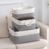 elvesmall Cotton and Linen Foldable Storage Basket for Sorting and Organizing Miscellaneous Items Storage Baskets Woven Basket