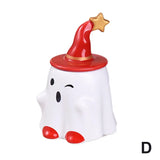 elvesmall Halloween Themed Ceramic Coffee Cup With Lid Cartoon Elf Style Cute Ghost Halloween Perfect Gift