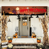 elvesmall Halloween Trick Or Treat Banner Happy Halloween Decoration For Home Pumpkin Bat Ghost Print Backdrop Horror Party Suppiles