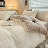 elvesmall  High Density Milk Fleece Warm Queen Bedding Set for Winter Plush Skin Friendly Warmth Duvet Cover Set King Thick Quilt Cover Set