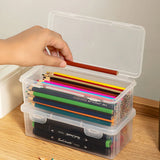 elvesmall Plastic Pencil Box Translucent Pencil Case Large Capacity Pencil Boxes Portable Storage Organizer Box Student Office Supplies