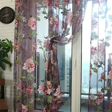 elvesmall 1pc Peony Tulle Curtains For Kitchen Door Window Living Room Bedroom Jacquard Sheer Voile Yarn Curtains