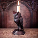 elvesmall Halloween Owl Crow Candle Holder Gothic Candlestick Desktop Ornaments Resin Home Decoration Antique Craft Statue