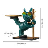elvesmall  Bulldog Cool Sculpture Dog Ornament Butler Storage Box with Tray Nordic Table Decoration Resin Animal Sculpture Coin Piggy Bank