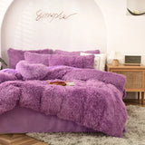 elvesmall  Winter super warm bedding set solid color plush bed sheet duvet cover camel velvet duvet double pillowcase 4-piece Dropshipping