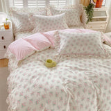 elvesmall 1pc Ruffles Duvet Cover Pure Cotton Comforter Cover Floral Style Bed Covers housse de couette Girls Quilt Cover (No Pillowcase)