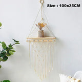 elvesmall Wooden Rope Swing Wall Hanging Plant Flower Pot Tray Mounted Floating Wall Shelves Nordic Home Decoration Mored Simple Design