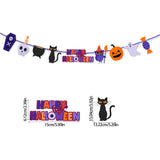 elvesmall Happy Halloween Banner Pumpkin bat pattern Bunting Garland Home Decor for Fireplace Halloween Theme Party Decorations Supplies