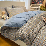 elvesmall  Professional Checkered Retro Grid Comforter Bedding Sets Cotton Bedding Set Bedding Jacquard King Linen Bed Duvet Cover Size