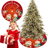 elvesmall 90cm Christmas Tree Skirt Red Rustic Snowflake Santa Claus Printed Xmas Tree Carpet Christmas Decor Mat New Year Decor For Home