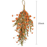 elvesmall  Thanksgiving Hanging Artificial Plant Vines Fall Home Decoration Outdoor Fake Plant Garland Wedding Party Wall Front Door Wreath