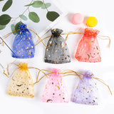 elvesmall  50pcs Star Moon design Drawstring Organza Sack Bags Eid Mubarak Wedding Party decoration Candy Gift Packing Bag Jewelry Pouch