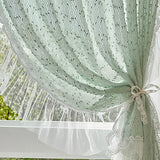 elvesmall  1PC Romantic Luxury Green Ruffled Sheer Curtain for Living Room Lace Thickened Voile Drape Window Home Decoration #E