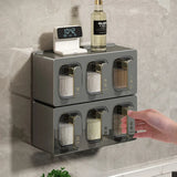 elvesmall  Kitchen Spice Rack Organizer Sugar Salt Shaker Seasoning Container Jar Kitchen Storage Spice Box 3-Grid Household Condiment Case