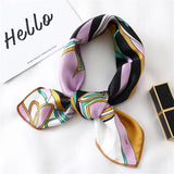 elvesmall Women Small Satin Silk Scarf Square Print Wrap Foulard Femme Handkerchief Bandana Neck Hair Skinny Tie Scarves Shawls