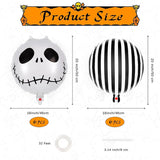 elvesmall 12 Pcs Halloween Foil Balloons Skull Black White Striped Balloons Skeletons Halloween Paty Masquerade Themed Party Decorations