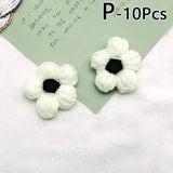 elvesmall 4.5cm Hand-knitted Flower Puff Flower Milk Cotton Wool Hand Hook Flower DIY Hairpin Clothing Accessory Shoes Hats Craft Supplies