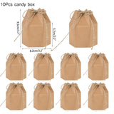 elvesmall 10Pcs Square Kraft Paper Candy Box With Rope Wedding Favor Lace Chocolate Box For Birthday Baby Shower Party Gift Pakcing Decor