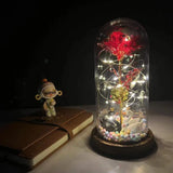 elvesmall  LED Enchanted Galaxy Rose Eternal 24K Gold Foil Flower With Fairy String Lights In Dome For Christmas Valentine's Day Gift