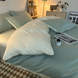 elvesmall  Bedding Set  Luxury Double-Sided Cool Feeling Ice Silk Washed Silk Nordic Style Duvet Cover Bed Sheet Summer Cool Quilt Set Gift