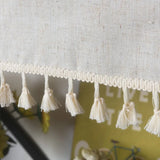 elvesmall Nordic Style Short Curtains Solid Cotton Linen Lace Hem Half Tulle Curtain Wine Cabinet Door Kitchen Window Small Curtains