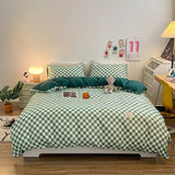 elvesmall Checkerboard Bedding Comforter Set with Pillowcase bed sheet Single Full Size Bed Linen Duvet Cover Set Queen/King Double Single