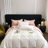 elvesmall Flower Embroidery 100 Cotton Bedding Set 220x240 High Quality King Size Duvet Cover Set 240x220 Twill Pure Cotton Bedding Sets