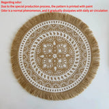 elvesmall 4pcs Bohemian Diameter38cm/15inch Round Insulated Anti-scald Placemat Cup Coaster Mats Non-Slip Kitchen Accessories with Tassels