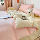 elvesmall New Wash Cotton Bedding Set Duvet Cover Flat Sheets Pillowcase Bed Sheet Set Comforter Cover Bed Linens Set Queen King Size