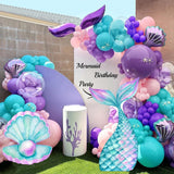 elvesmall 18/24/36inch Mermaid Tail KT Board Purple Shell Cutout for Birthday Party Decoration Mermaid Theme Backdrop Baby Shower Supplies