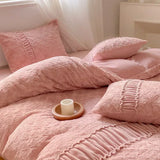 elvesmall luxury Artificial snow Rabbit fleece Winter Spring Bedding Set queen Warm Duvet Cover Set with Sheets high end king size bed set