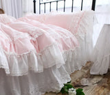 elvesmall  New romantic bedding set queen Franch style duvet cover set pink elegant lace ruffle cotton home bedding set designer bedding