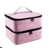 elvesmall Storage Double-Layer Nail Tools Nail Polish Carrying Case Nail Organizers and and Dryer Case Holds 30 Various Size Bottles