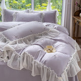 elvesmall  Silky Bedding for Home Luxury Bedsheets Set with Pillow Case Lace Style Bedclothes постельное белье Skin-friendly Bed Linen Sets