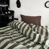 elvesmall Bed Linen Duvet Cover Stripe Boys Girls Twin Queen Size Duvet Cover Pillowcase Bedding Adult INS Style Home Textile Nordic Sling