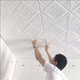 elvesmall 5-20Pcs 35*35cm Ceiling Wallpaper 3D Brick Waterproof Wall Stickers Foam Wall Paper Self-Adhesive Home Decor